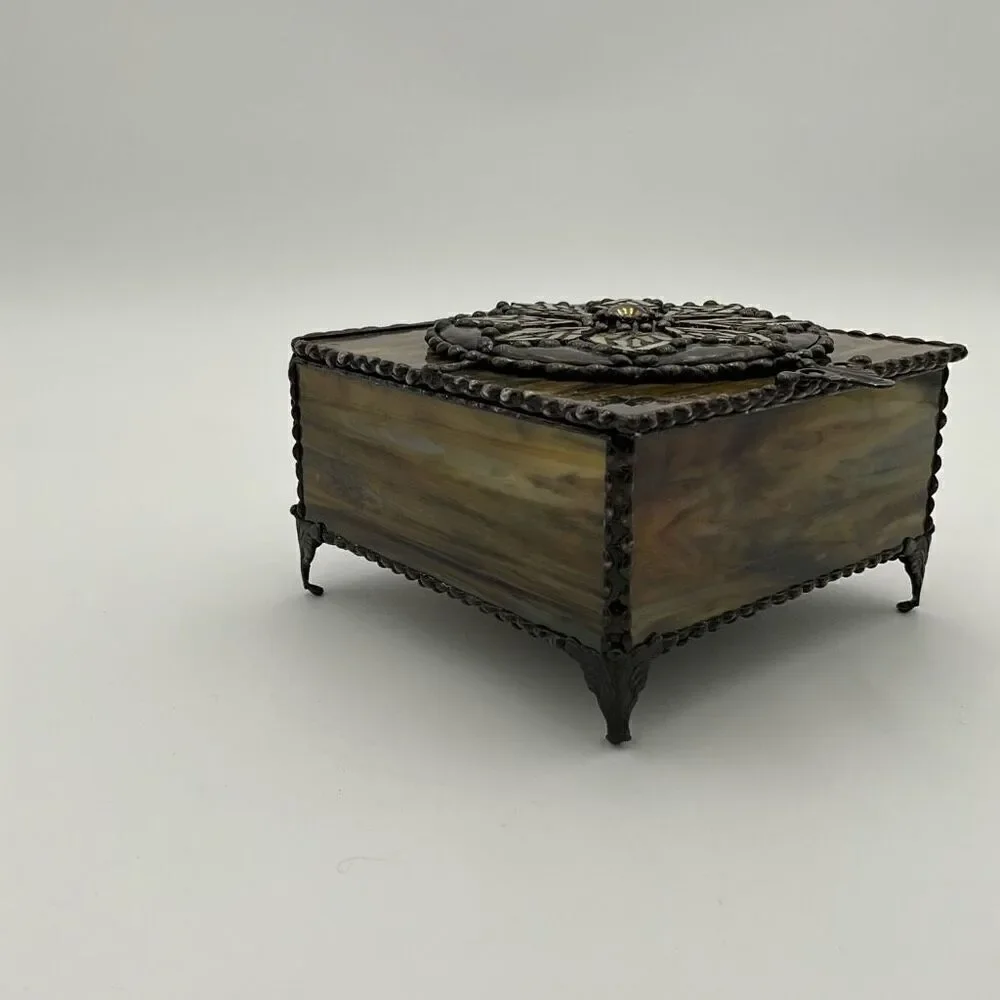 HANDCRAFTED Stained Glass Jewelry Box Keepsake Box